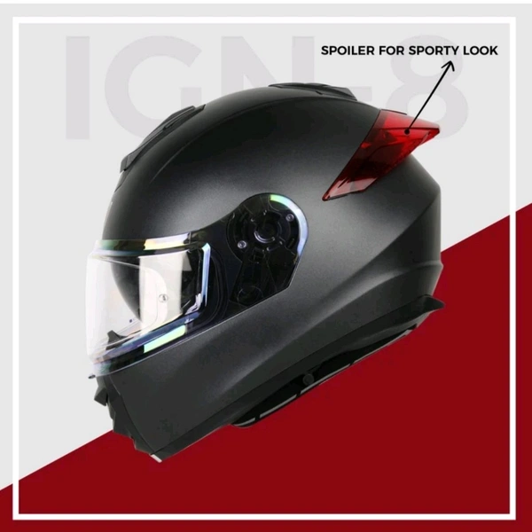 Ignyte IGN-8 ISI/DOT Certified Full Face Helmet (Glossy Black Grey) - M