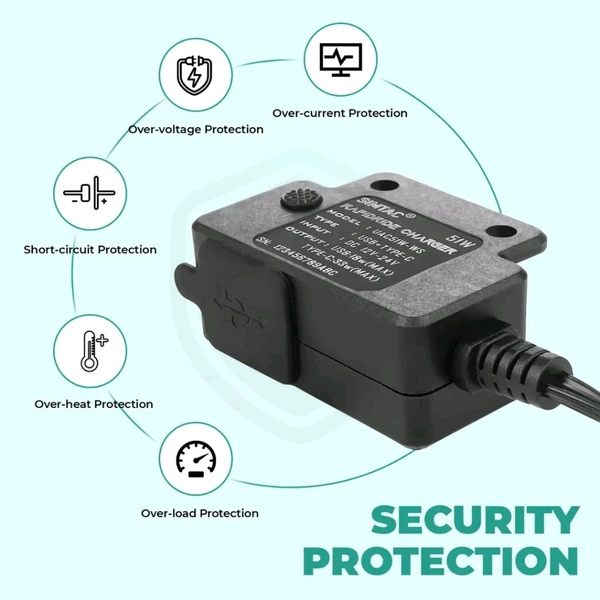 SIMTAC RapidRide Duo 51W Charger – Dual USB & Type-C Ports with Universal Fitment