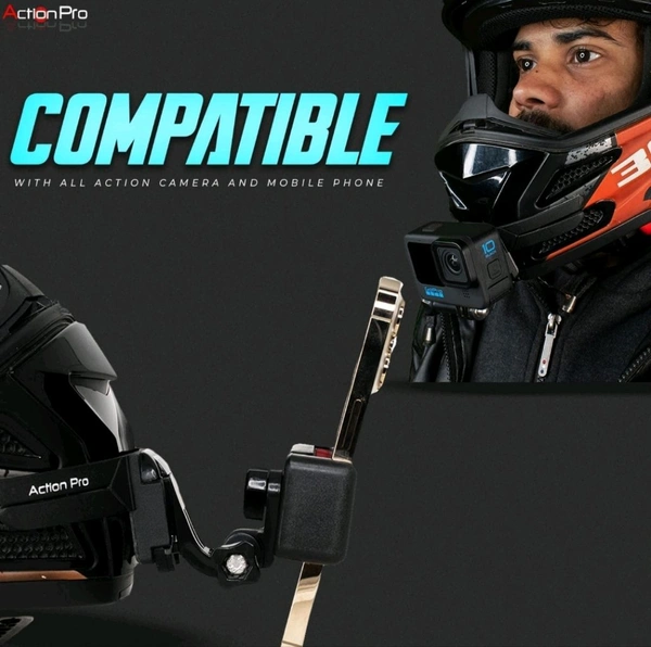 Action Pro 3M Helmet Chin Mount Strap Compatible with Gopro/ Insta 360/ SJCAM/ DJI Osmo and All Action Cameras and Smartphones