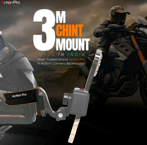 Action Pro 3M Helmet Chin Mount Strap Compatible with Gopro/ Insta 360/ SJCAM/ DJI Osmo and All Action Cameras and Smartphones
