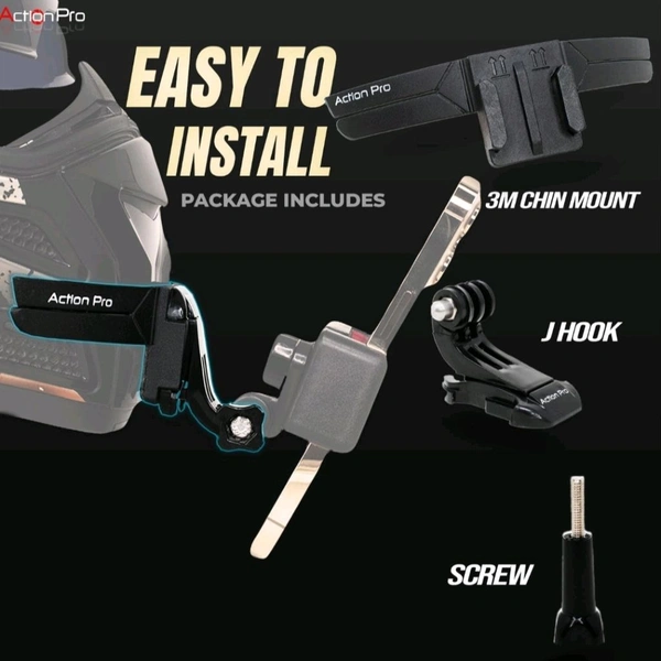 Action Pro 3M Helmet Chin Mount Strap Compatible with Gopro/ Insta 360/ SJCAM/ DJI Osmo and All Action Cameras and Smartphones