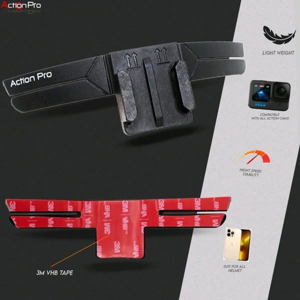 Action Pro 3M Helmet Chin Mount Strap Compatible with Gopro/ Insta 360/ SJCAM/ DJI Osmo and All Action Cameras and Smartphones