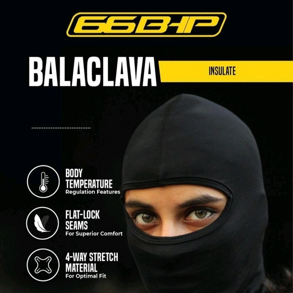 66BHP Balaclava - Motorcycle Face Mask for Men & Women (Black)