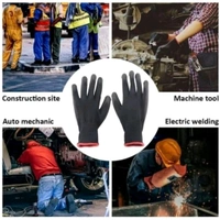 Nylon Heavy Duty Multipurpose, Chain Cleaning and Maintenance Gloves, (Black-Black, PU Coated) 