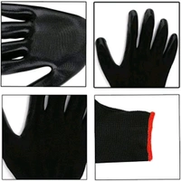 Nylon Heavy Duty Multipurpose, Chain Cleaning and Maintenance Gloves, (Black-Black, PU Coated) 