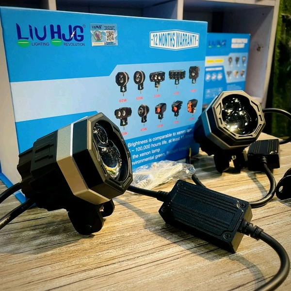 LiuHJG 125 Original Foglight Hexagon Wide Dual Intensity LED Driving Fog Lights White/Yellow (2*60W =120W Total) Universal For All Cars & Bikes