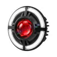 HJG C-318 Red Halo Ring 108W Projector Ultra Wide 7 Inch Headlight Assembly Devil Halo Ring C-318 White LED Headlight New Projector Headlight Assembly for Royal Enfield | 108W CREE/Osram LED Chip Multi DRL Compatible with Royal Enfield, Jeep, Thar, Gypsy
