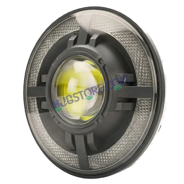 HJG C-318 Red Halo Ring 108W Projector Ultra Wide 7 Inch Headlight Assembly Devil Halo Ring C-318 White LED Headlight New Projector Headlight Assembly for Royal Enfield | 108W CREE/Osram LED Chip Multi DRL Compatible with Royal Enfield, Jeep, Thar, Gypsy