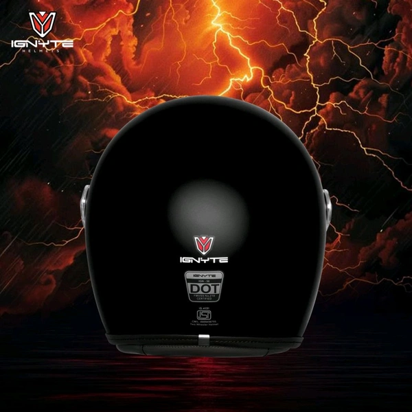 Ignyte IGN-58 Solid ISI/DOT Certified Open Face Helmet for Men and Women (Glossy Black)