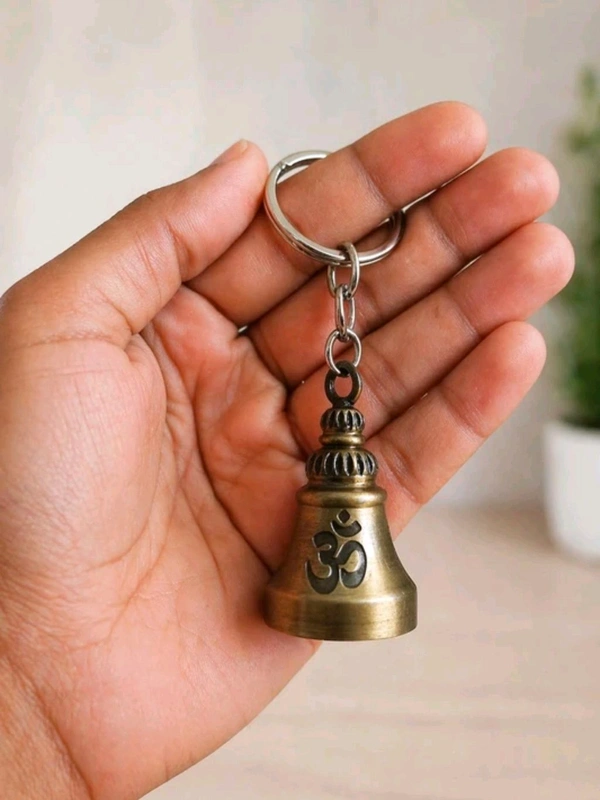 Goodluck Guardian Bell OM Trishul Metal for Bikers & Travellers - Golden