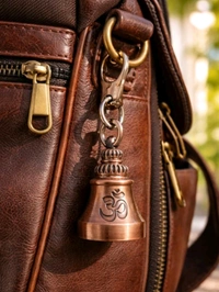 Goodluck Guardian Bell OM Trishul Metal for Bikers & Travellers - Bronze