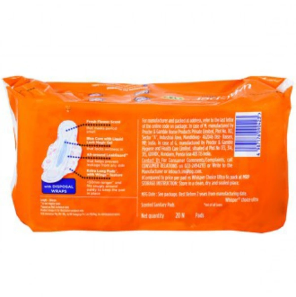 Whisper Choice Ultra XL Wings Sanitary Pads (Free 1Pad) Pack Of 19 pcs