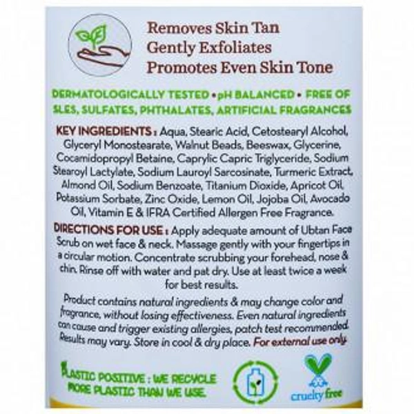 Mamaearth Ubtan Face Scrub with Turmeric & Walnut For Tan Removal 100 g
