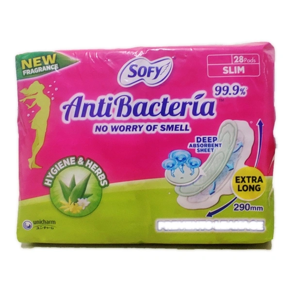 Sofy Anti Bacteria Extra Long Slim Sanitary Pads Pack Of 28
