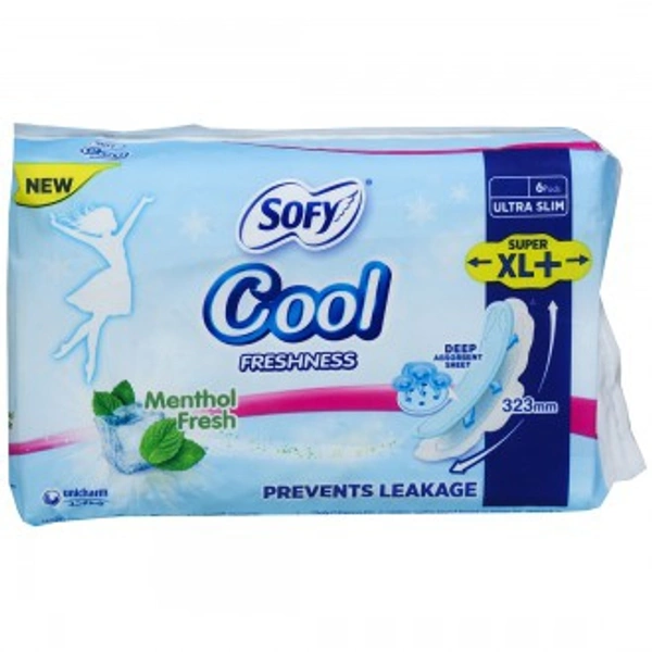 Sofy Cool Ultra Slim Frehness Menthol Fresh Super XL+ Sanitary Pads Pack Of 6