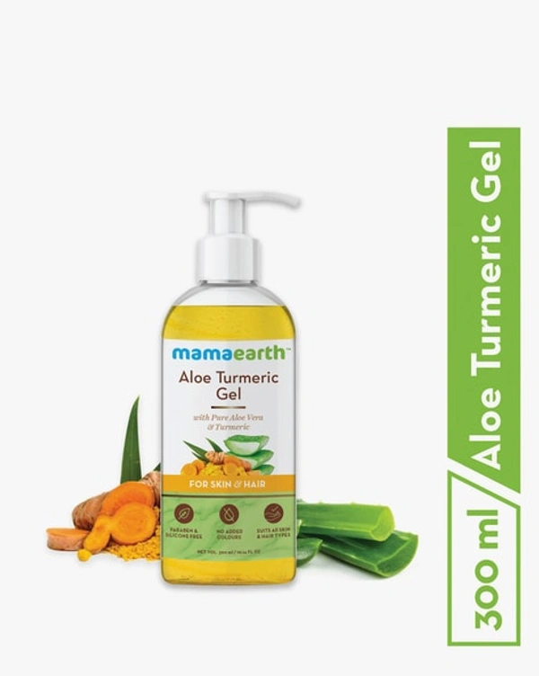 Mamaearth Aloe Turmeric Gel with Pure Aloe Vera & Turmeric for Skin & Hair 300 ml