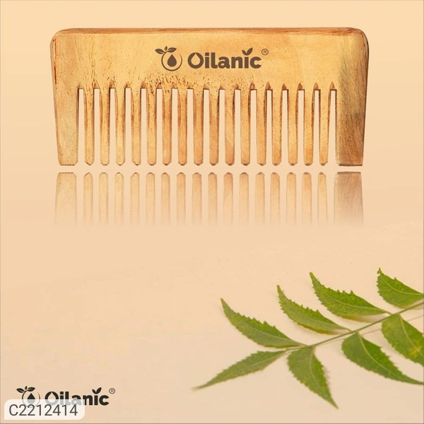 Oilanic Herbal Handmade Medium Detangler Neem Wooden Comb(5.5 inches)- For Antidandruff Men & Women pack of 3 Pcs