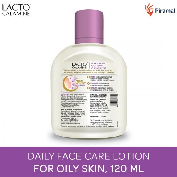 Lacto Calamine Kaolin Clay for Oily Skin Face Lotion 120 ml - 120 ml