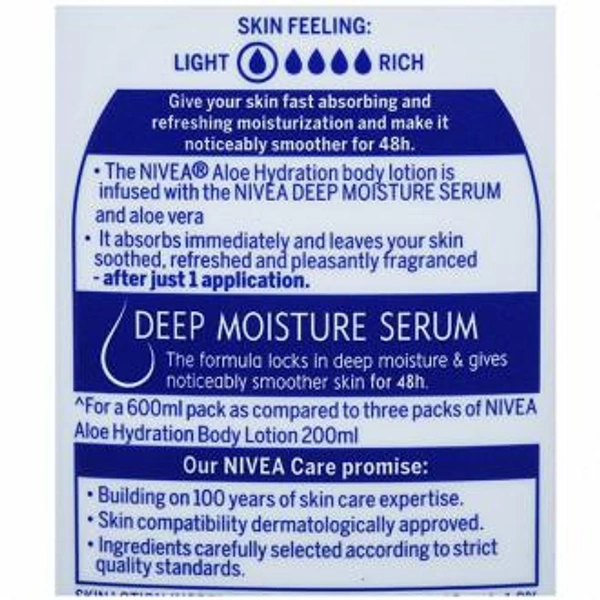 Nivea Aloe Hydration Normal Skin Body Lotion (Value Pack Save Rs 161) 600 ml