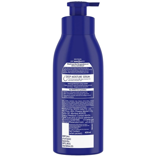 Nivea Nourishing Very Dry Skin Milk Body Lotion with Deep Moisture Serum 400 ml