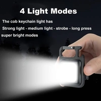 Soseelnee COB Keychain Light,Rechargeable Led Small Flashlight 500 Lumens Bright 4 Light Modes Pocket Emergency Work Light with Corkscrew & Magnet Base for Indoor Outdoor Use  - Pack 2