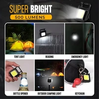 Soseelnee COB Keychain Light,Rechargeable Led Small Flashlight 500 Lumens Bright 4 Light Modes Pocket Emergency Work Light with Corkscrew & Magnet Base for Indoor Outdoor Use  - Pack 2