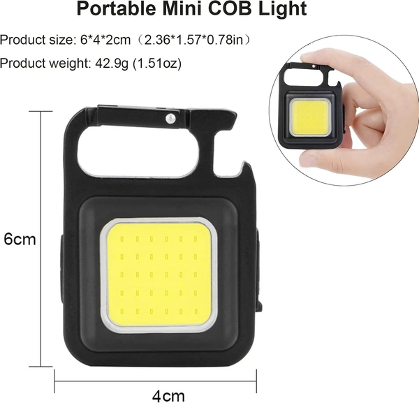 Soseelnee COB Keychain Light,Rechargeable Led Small Flashlight 500 Lumens Bright 4 Light Modes Pocket Emergency Work Light with Corkscrew & Magnet Base for Indoor Outdoor Use  - Pack 2