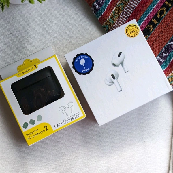 TWS Pro 2 Type-C Active Noice Cancellation Working Awesome Quality, Pop-up Working With Free High Quality Silicon Case, Compatible With All Devices