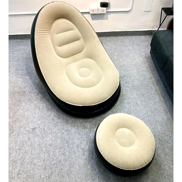 Filling Bean Bag 2 Set Portable Inflatable Lazy Sofa Bed Outdoor Beach Garden PVC 2 Seater Inflatable Sofa (Color - Brown, DIY(Do-It-Yourself)