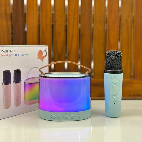 K52 RGB Light Karaoke Machine with 2 Wireless Mics for Kids, Girls/Boys Speaker 5 W Bluetooth Home Theatre (Multiple Color, 5 Way Speaker Channel)