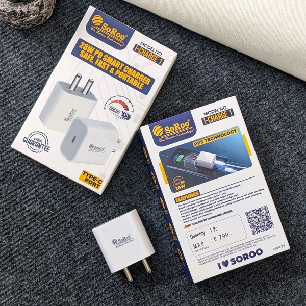 Original SoRoo 28w Type-C Adaptor With 1 Month Warranty | Supports Fast Charging - 1 Month Cybzone Warranty