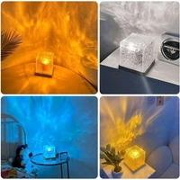 Romantic Projector Warm Ocean Wave Water Sixteen LED Night Light Projector 3D Water Wave Effect, Remote Control USB Crystal Table Lamp for Home Decor, Bedroom & Gift, Multicolor Light (Cube Shape) - Pack Of 1