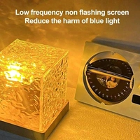Romantic Projector Warm Ocean Wave Water Sixteen LED Night Light Projector 3D Water Wave Effect, Remote Control USB Crystal Table Lamp for Home Decor, Bedroom & Gift, Multicolor Light (Cube Shape) - Pack Of 1