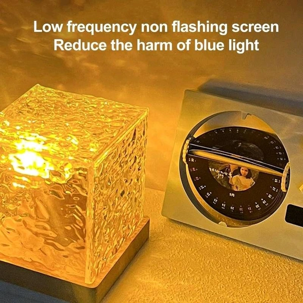Romantic Projector Warm Ocean Wave Water Sixteen LED Night Light Projector 3D Water Wave Effect, Remote Control USB Crystal Table Lamp for Home Decor, Bedroom & Gift, Multicolor Light (Cube Shape) - Pack Of 1