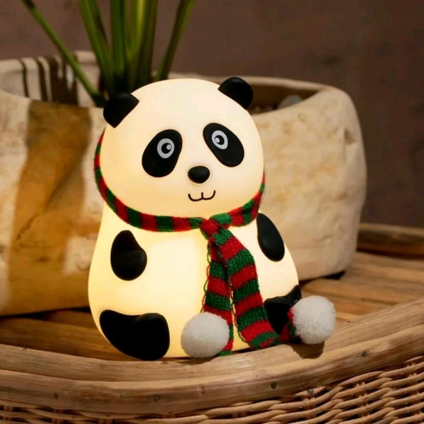 Cute Panda Silicon USB Rechargeable Night Light Lamp Night Lamp (8.5 cm, Multicolor)