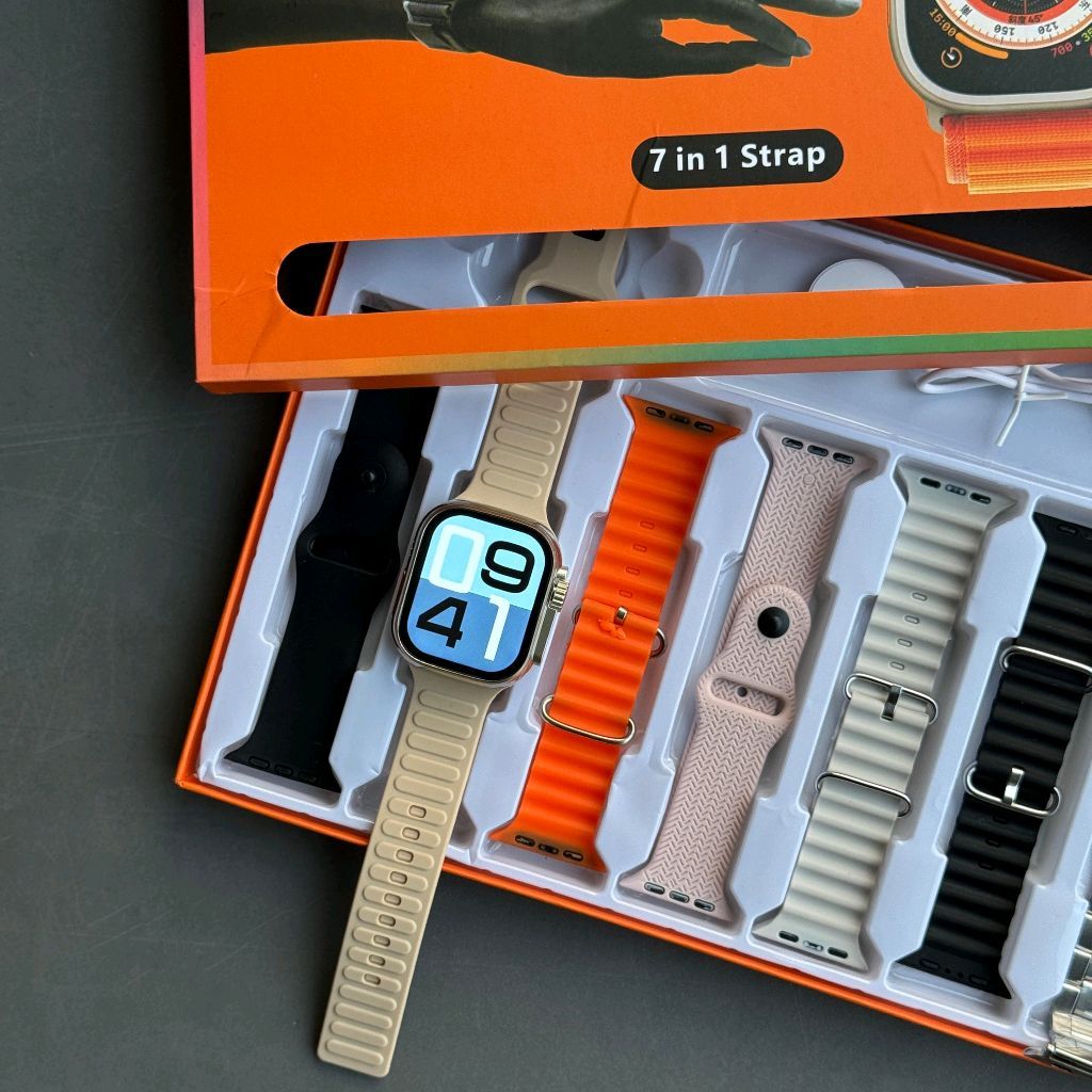 7 in 1 Strap Series 8 Ultra 49 MM Smartwatch Combo Pack, Hiwatch