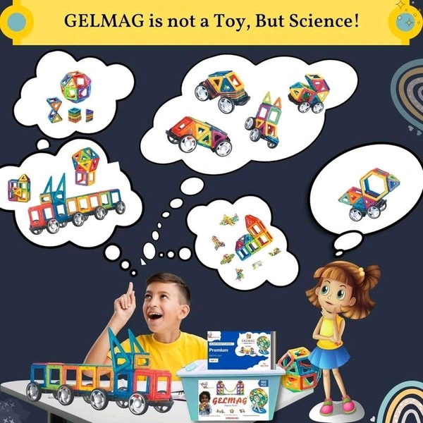 Magnetic Blocks for Kids Magnet Triangle, Square, Rectangle, Half Circle and Tyre for Boys, Girls Brain Development Learning Education Puzzle Game (30 pcs).