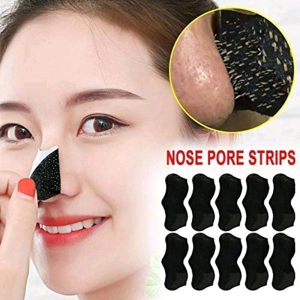 Deep Cleansing Forehead Blackhead Remover Pore Cleanser Bamboo Charcoal Nose Strips for Women Removes Whiteheads with Natural Aloe Vera & Witch Hazel Extracts Activated Charcoal (Black Color, Pack Of 5)