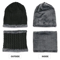 Winter Woolen Hat and Scarf Neck Scarf Warm Knit Hat Thick Fleece Lined Winter Hat & Scarf for Men Women (Combo)