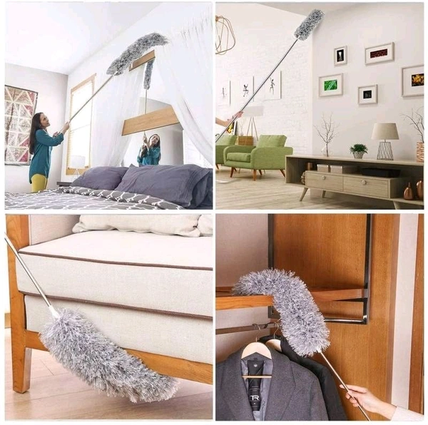 Microfiber Feather Duster for Cleaning with Telescopic Extension Pole Long Up to 100 Inches Bendable Head