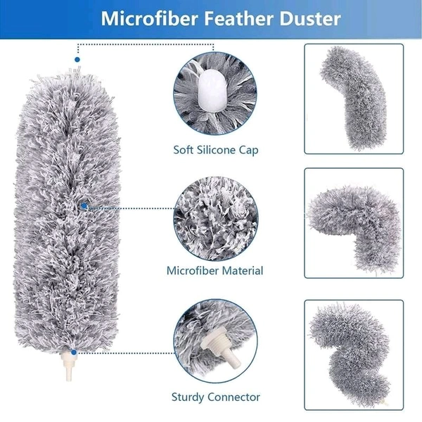 Microfiber Feather Duster for Cleaning with Telescopic Extension Pole Long Up to 100 Inches Bendable Head