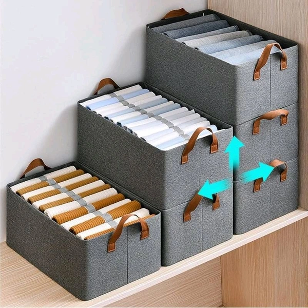 Wardrobe Organizer for Clothes with Metal Frame, Drawer Organizer, Rectangle Storage Baskets for Clothing Fabric Storage Box with Handles Shelf Basket for Storage Clothes Pants