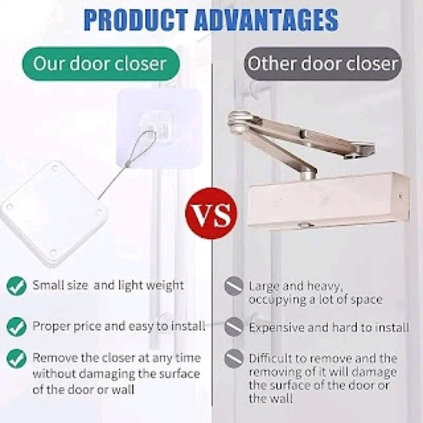 Window Door String Steel Rope Closer Diy Tool Punch-Free Automatic Sensor and Multifunctional Door Closer, Self Closing Door with Steel Wire Drawstring, Auto Door Closer 