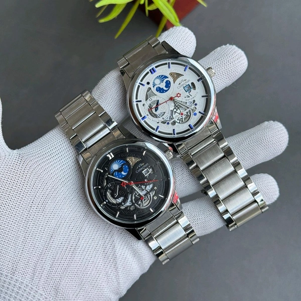 New V9 Automatic Like Open Back Analog Quartz Movement Watch With High Quality Strap Best finishing Body & Case