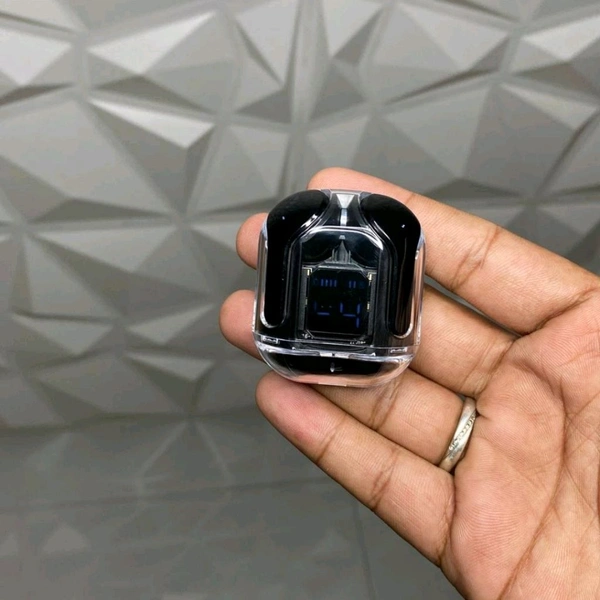 Transparent Design Wireless In-Ear Headphones, LED Power Display, High-Definition Sound Quality, Long Battery Life, Comfortable to Wear  - 1 Month Cybzone Warranty, Black