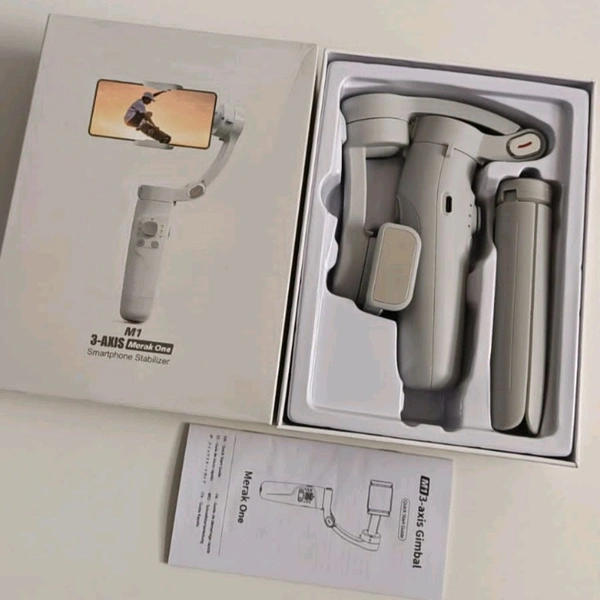 M1 3-AXIS Merak One Original Gimbal | Advanced Gyroscope | Shake-Free Footage | Real Time Charging | Manunt Zooming, Time-Lapse, Honzontal & Portait mode | Ideal for Vlogging & Travel - Prepaid Orders Only Accepted