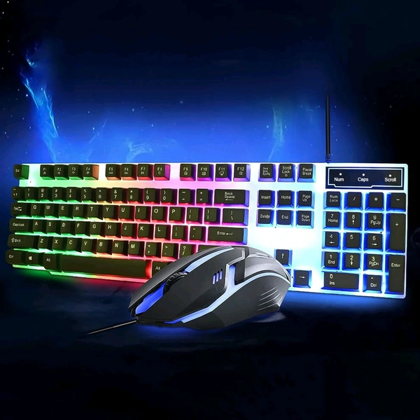 Key Wired Keyboard Mouse Set Backlight USB Colorful Ergonomic Stable Backlit Keyboard Mouse Combo USB Gaming Keyboard Mouse for Laptop PC Gamers (2 Pc Set)