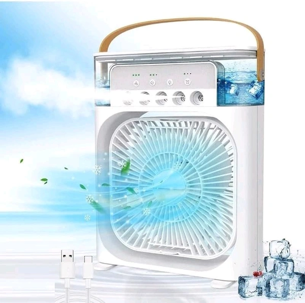 Mini Cooling Fan with Mist Spray & Water Tank, USB Rechargeable | 3-Speed Modes | Portable Air Cooler | Ideal for Home, Office & Travel
