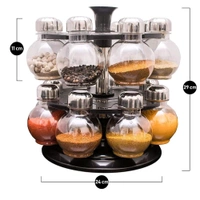Multipurpose Revolving Plastic Spice Rack Set (16pcs) – Transparent Jars for Easy Spice Access