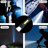 LED Flashlight Rechargeable USB Mini Torch, Ultra Brightest Zoom Flash Light Handheld Pocket Compact Portable Tiny Lamp with COB Side Lantern, High Power Tactical Travel Emergency Flashlights
